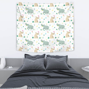 Cute Rhino Pattern Wall Tapestry