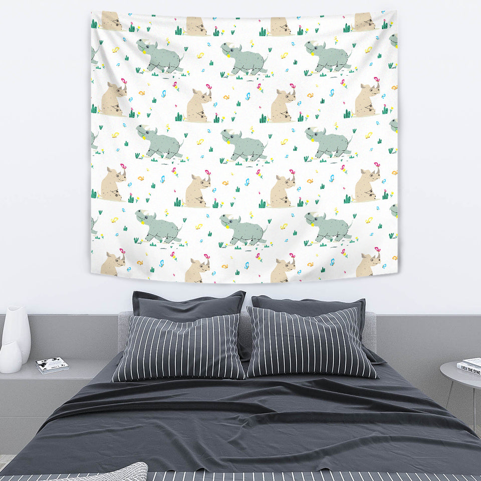 Cute Rhino Pattern Wall Tapestry