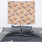 Cute Rooster Chicken Cock Floral Ornament Background Wall Tapestry