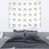 Cute Siberian Husky Pattern Wall Tapestry