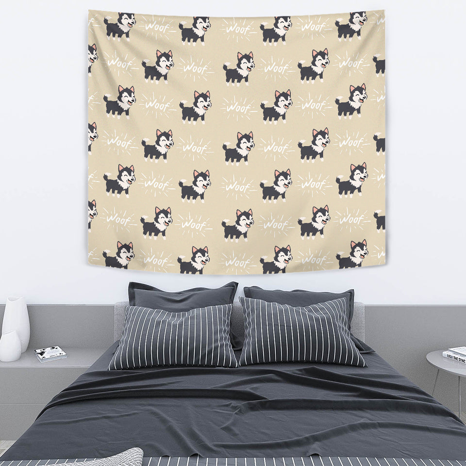 Cute Siberian Husky Wall Tapestry