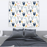 Cute Sleeping Sheep Moon Cloud Pattern Wall Tapestry