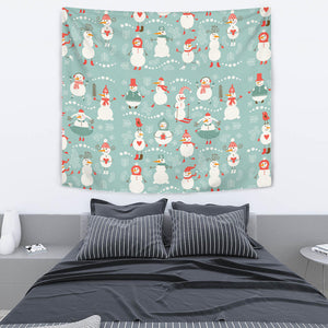 Cute Snowman Pattern Wall Tapestry
