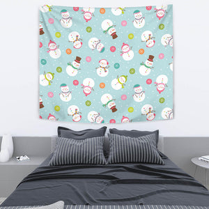 Cute Snowman Snowflake Pattern Wall Tapestry
