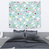 Cute Snowman Snowflake Pattern Wall Tapestry