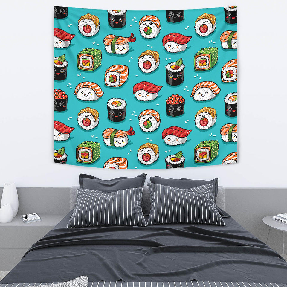 Cute Sushi Pattern Wall Tapestry