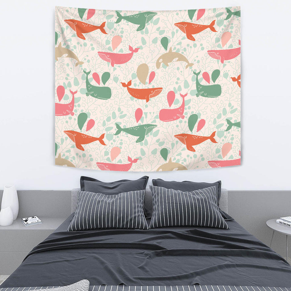 Cute Whale Pattern Wall Tapestry