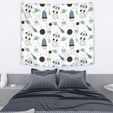 Hand Drawn Space Elements Space Rocket Star Planet Space Probe Wall Tapestry