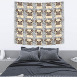 Happy Pug Pattern Wall Tapestry