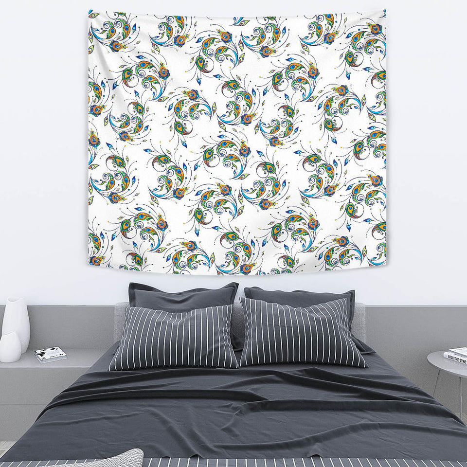 Peacock Feather Pattern Wall Tapestry