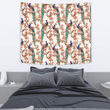 Peacock Tropical Flower Pattern Wall Tapestry