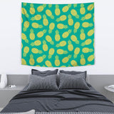 Pineapples Pattern Green Background Wall Tapestry