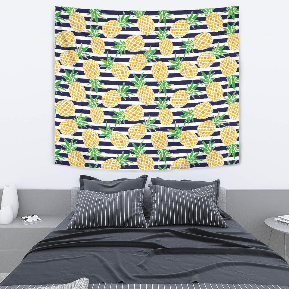 Pineapples Pattern Striped Background Wall Tapestry