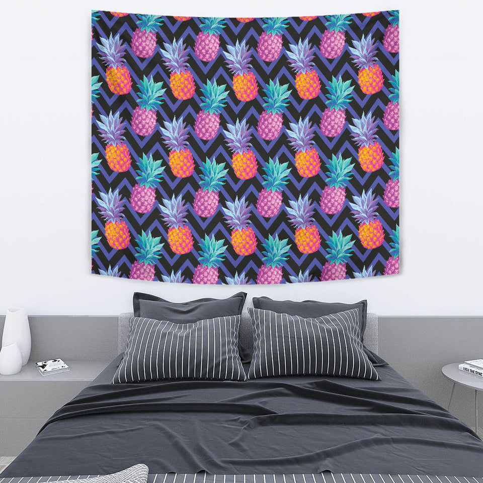 Pineapples Pattern Zigzag Background Wall Tapestry