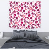 Pink Sketch Tulip Pattern Wall Tapestry