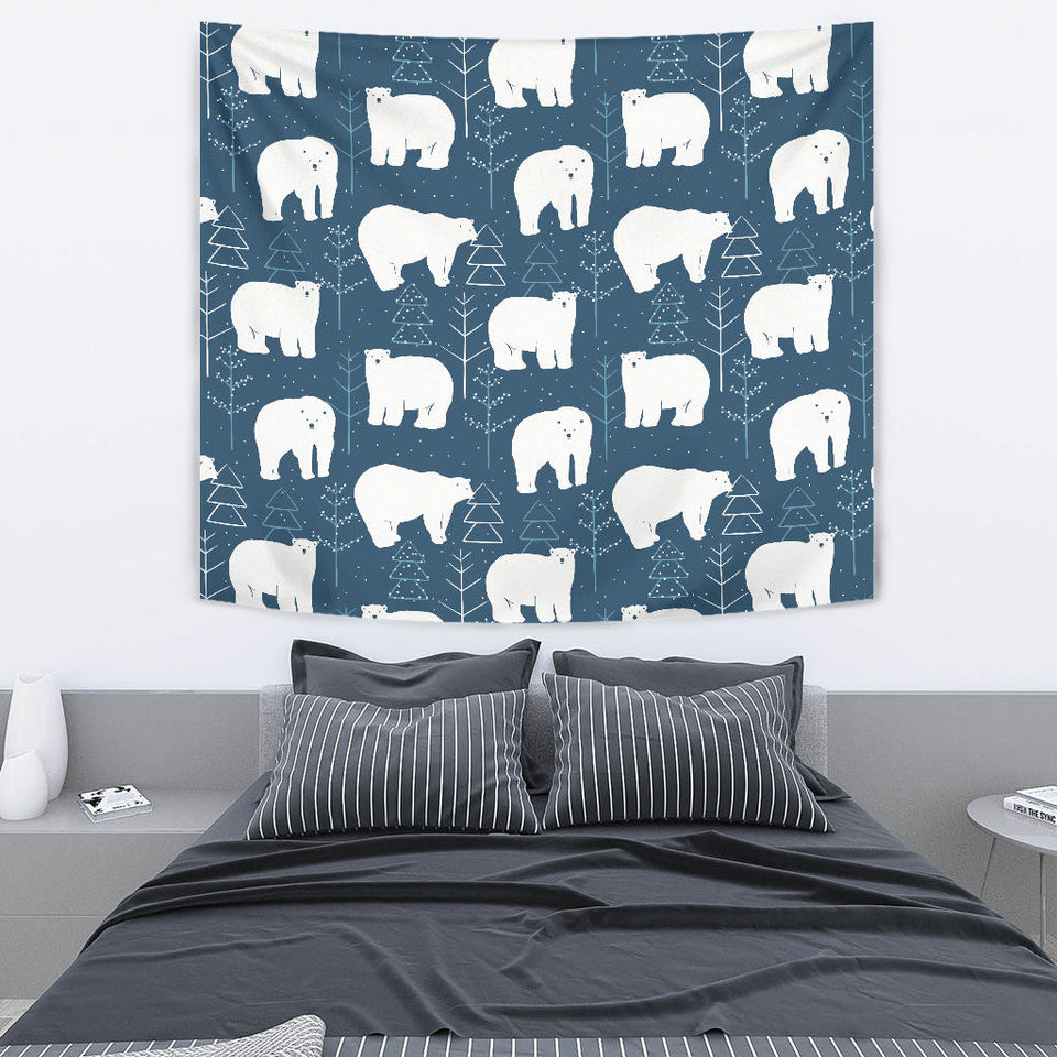 Polar Bear Mother Her Child Pattern Wall Tapestry