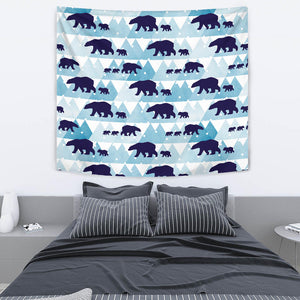 Polar Bear Winter Snow Pattern Wall Tapestry