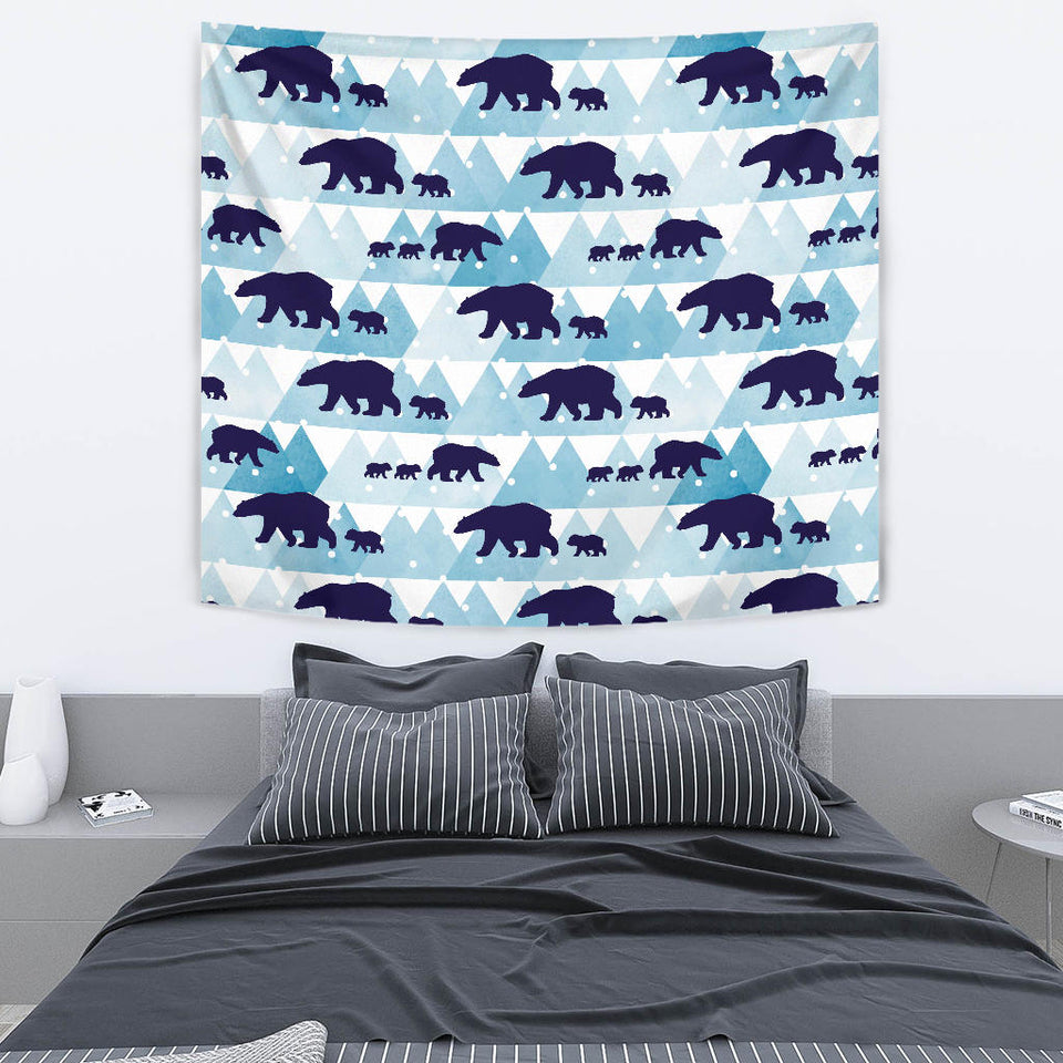 Polar Bear Winter Snow Pattern Wall Tapestry
