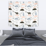 Polar Bears Star Poka Dot Pattern Wall Tapestry
