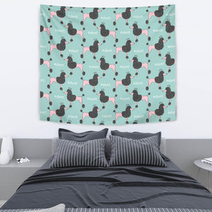 Poodle Dog Green Background Wall Tapestry