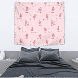 Poodle Dog Pink Color Theme Wall Tapestry
