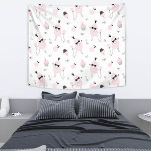 Poodle Dog Rose Cake Pattern Wall Tapestry