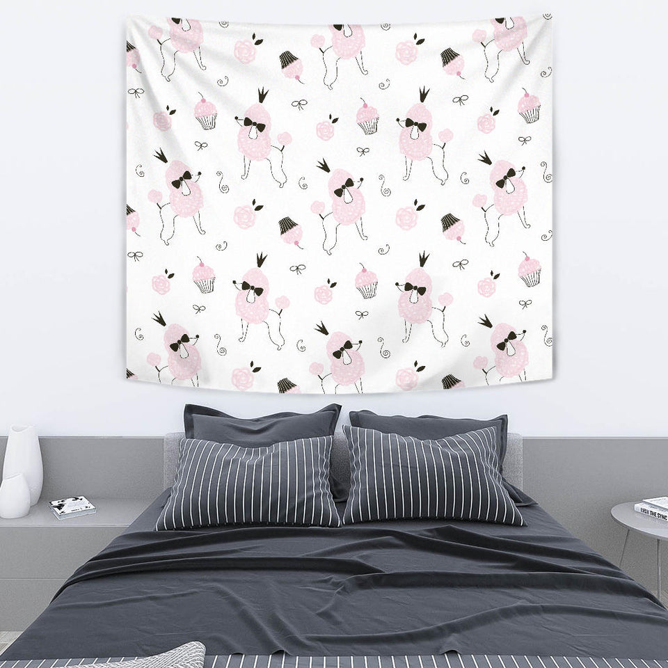 Poodle Dog Rose Cake Pattern Wall Tapestry