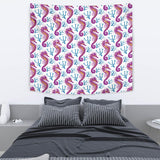 Purple Seahorse Blue Coral Pattern Wall Tapestry