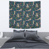 Raccoon Tropical Leaves Pattern Wall Tapestry