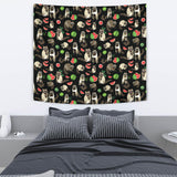 Raccoon Watermelon Pattern Wall Tapestry