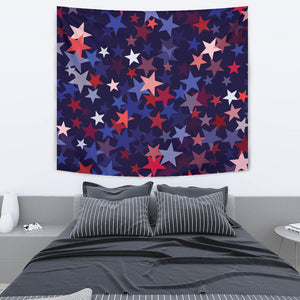 Red Blue Star Pattern Wall Tapestry