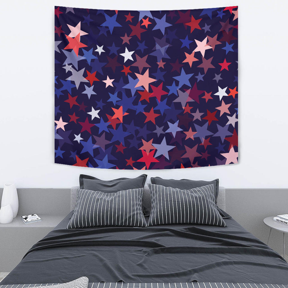 Red Blue Star Pattern Wall Tapestry