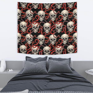 Red Snake Skull Pattern Wall Tapestry