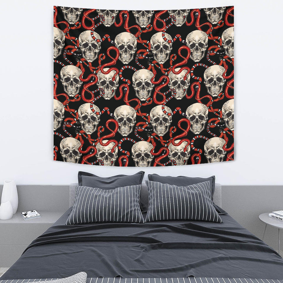 Red Snake Skull Pattern Wall Tapestry