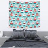 Red White Sailboat Wave Background Wall Tapestry