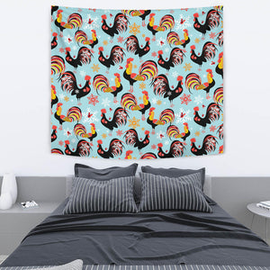 Rooster Chicken Cock Snowfalke Wall Tapestry