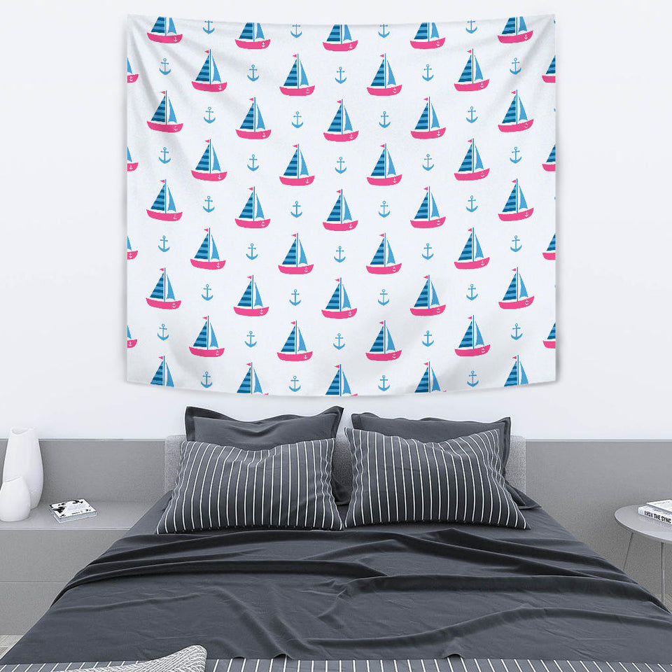 Sailboat Anchor Pattern Wall Tapestry