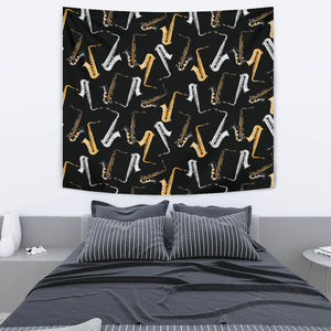 Saxophone Design Pattern Wall Tapestry