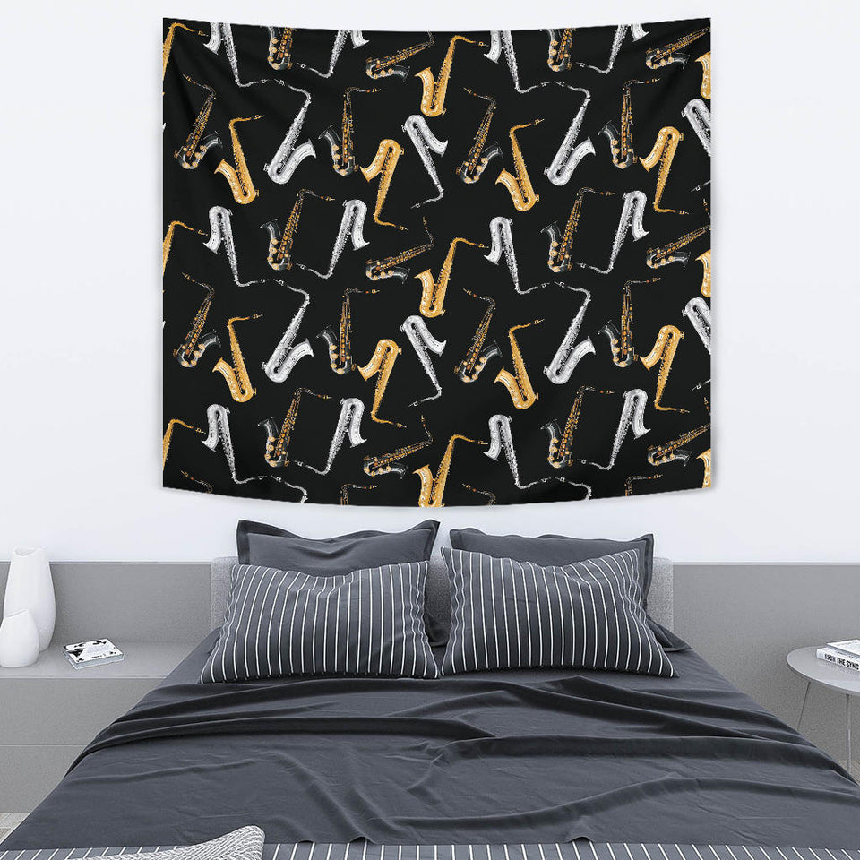 Saxophone Design Pattern Wall Tapestry