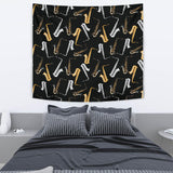 Saxophone Design Pattern Wall Tapestry