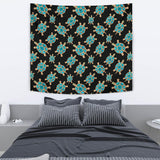 Sea Turtle Blue Stone Pattern Wall Tapestry