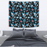 Skull Flower Roses Leave Pattern Wall Tapestry