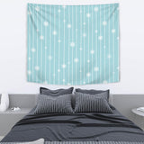 Snowflake Pattern Blue Stripe Background Wall Tapestry
