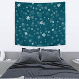 Snowflake Pattern Dark Background Wall Tapestry
