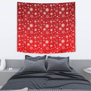 Snowflake Pattern Red Background Wall Tapestry