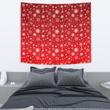 Snowflake Pattern Red Background Wall Tapestry