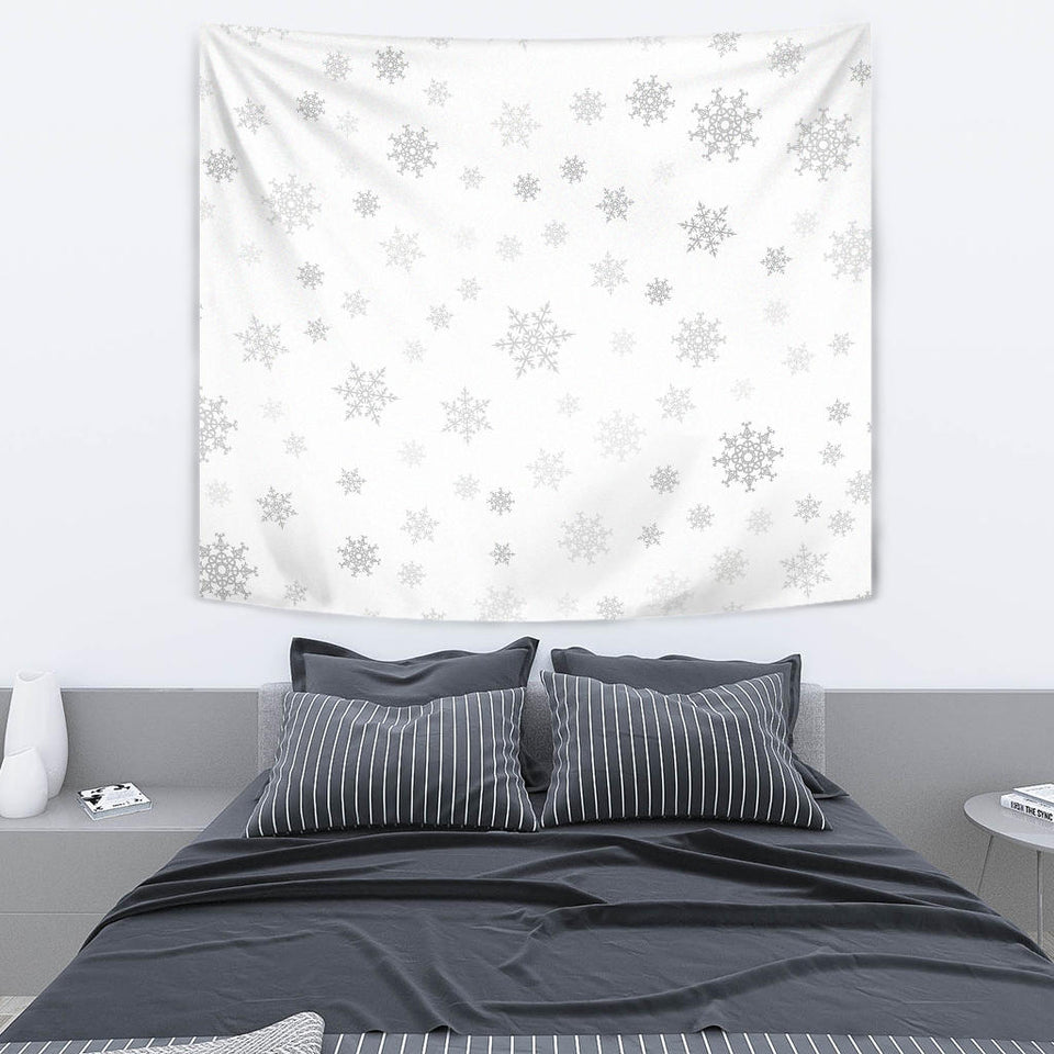 Snowflake Pattern White Background Wall Tapestry