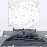 Snowflake Pattern White Background Wall Tapestry