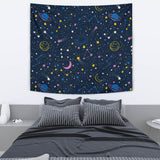 Space Pattern With Planets, Comets, Constellations And Stars Wall Tapestry