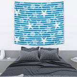 Starfish Blue Blackground Wall Tapestry